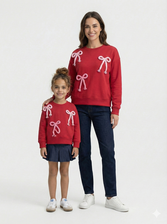 Mommy and me bow sweatshirt