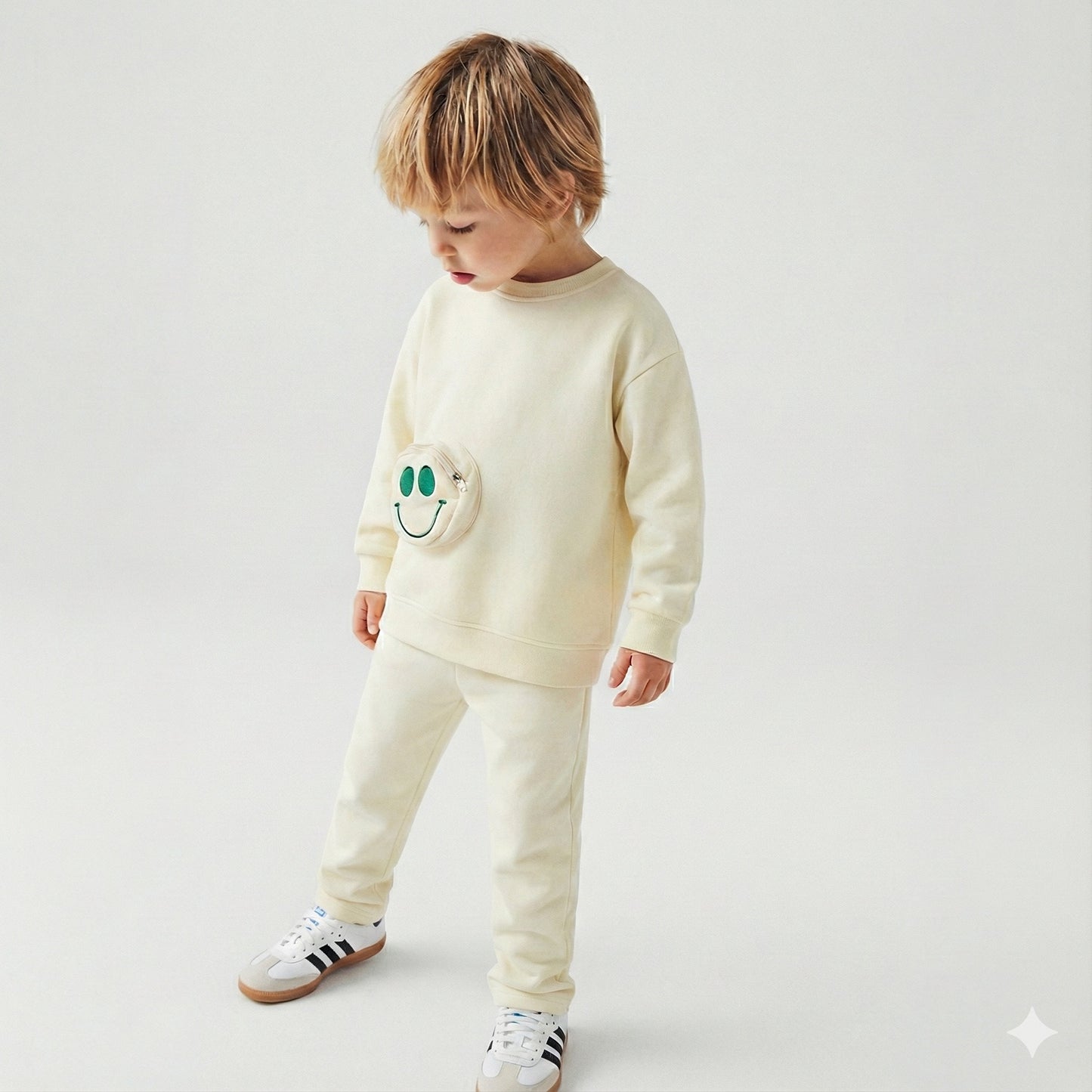 Butter yellow set- smiley pocket