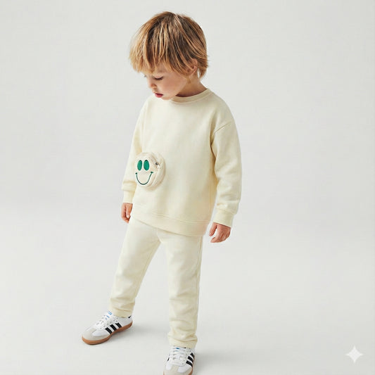 Butter yellow set- smiley pocket