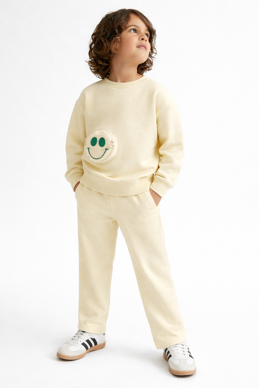 Butter yellow set- smiley pocket