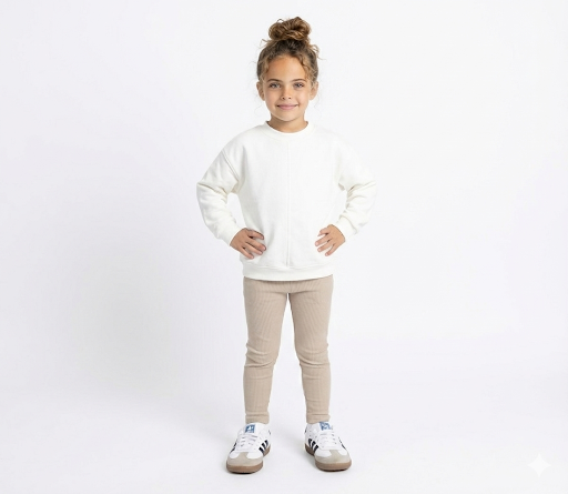 Beige ribbed legging